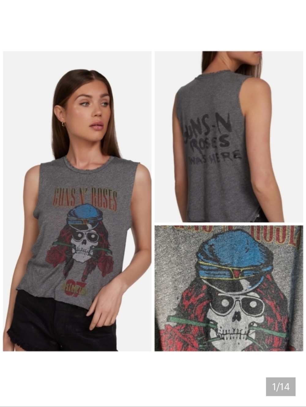 Lauren Moshi Kinzington Guns N Roses Skull tank